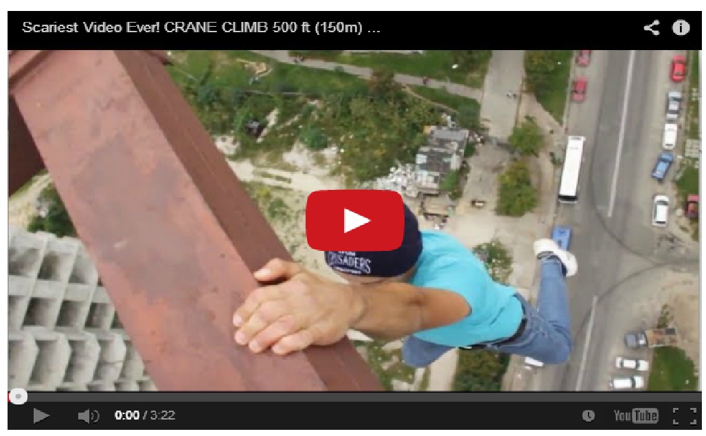 Really Amazing !!  Crane climb 500 ft featuring Mustang Wanted ! Scariest video ever