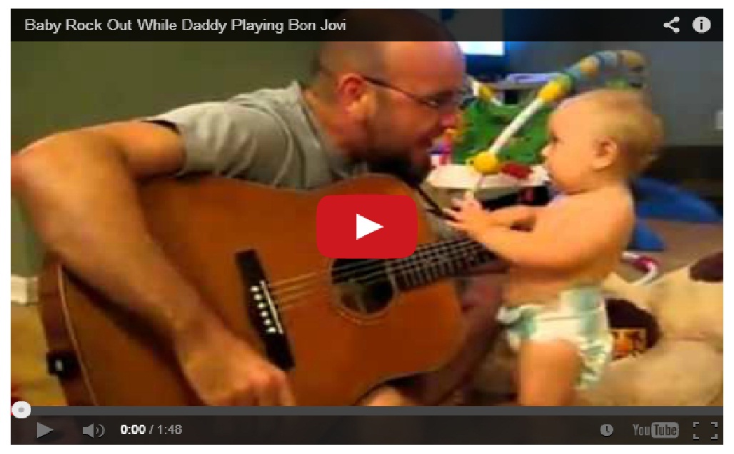 So Cute !! A little baby dancing to guitar