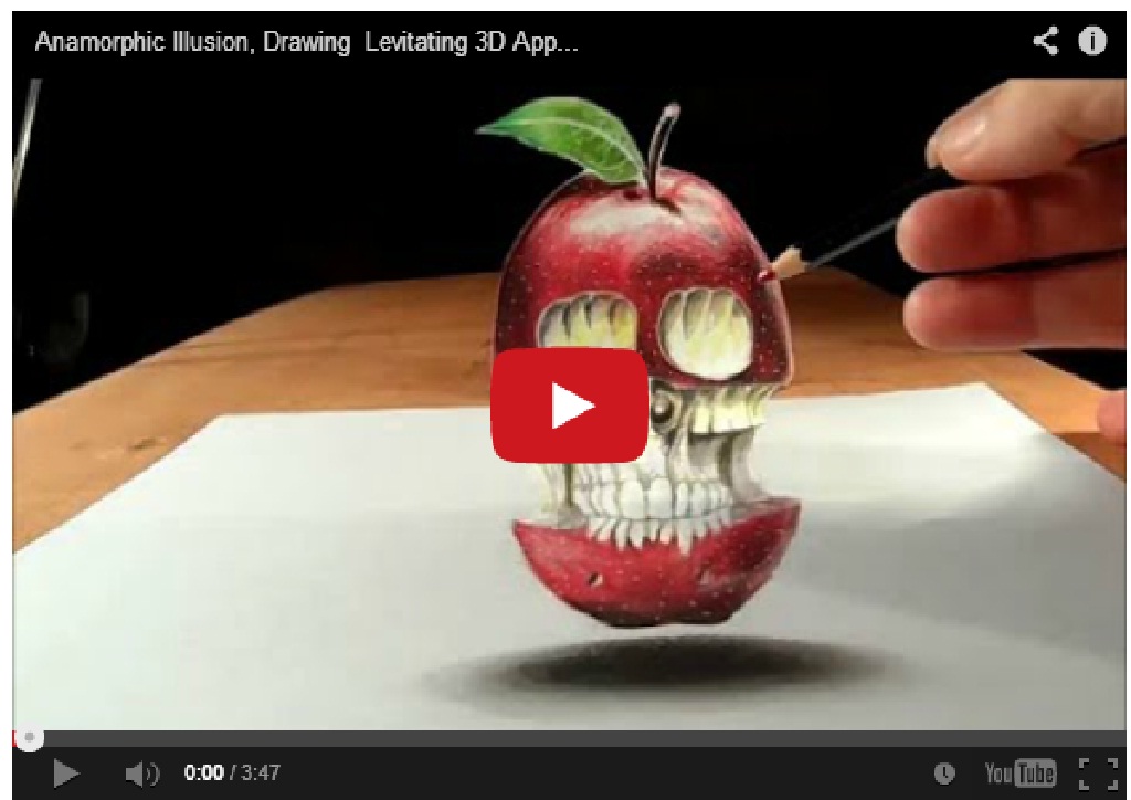 Amazing !! 3D apple skull drawing