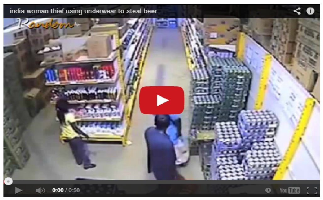 OMG!! Woman thief using underwear to steal beers dumbest ( cctv Video )